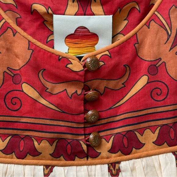 FARM Rio Ainika Tiles Belted Midi Dress, Cream/Red, NWT - Picture 12 of 15